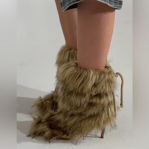 Faux Fur Boots with Rope Detail